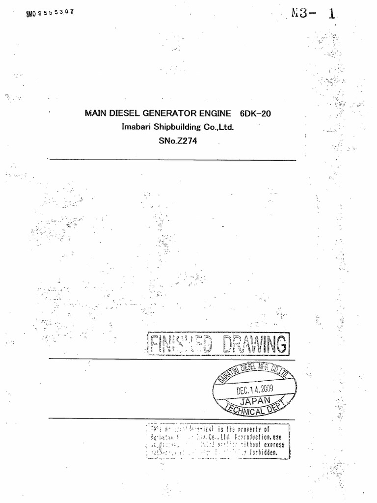 m3-1 Diesel Generator Engine Document List Finished Drawing | PDF