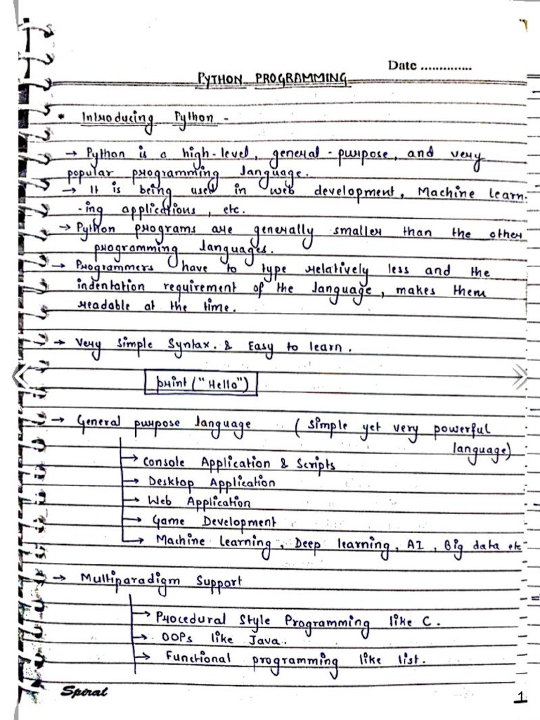 Python Handwritten Notes | PDF