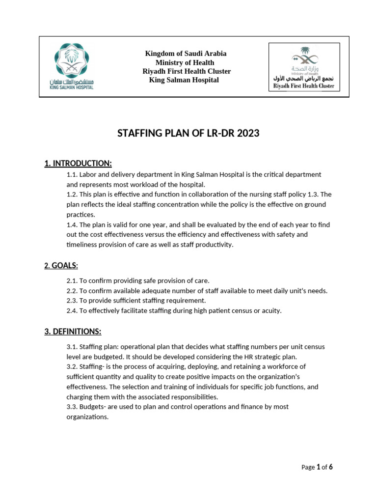 Staffing Plan of LR | PDF