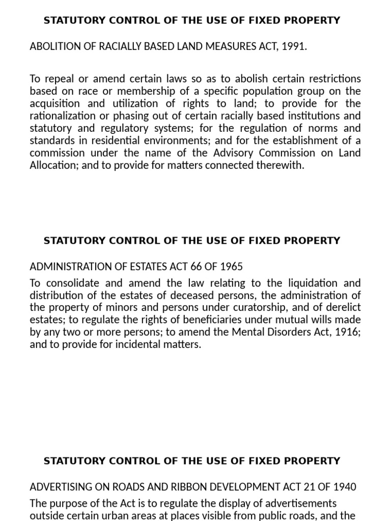 Statutory Control of The Use of Fixed Property 1 | PDF
