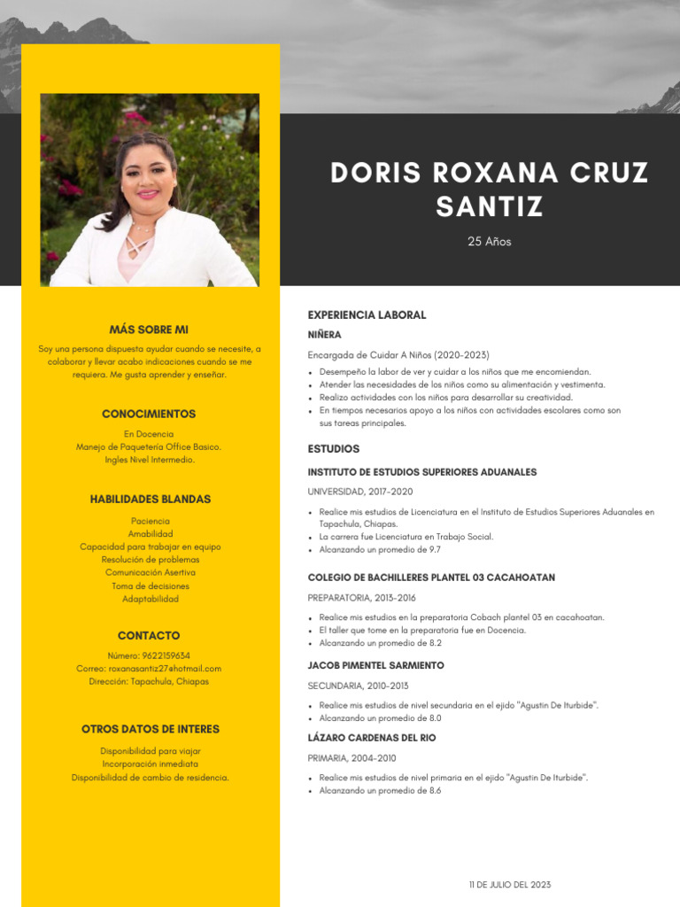 CV L.T.S Doris Roxana Cruz Santiz | PDF