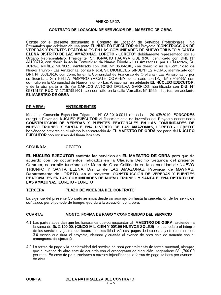 Contrato Maestro de Obra | PDF | Derecho privado | Derecho civil ...