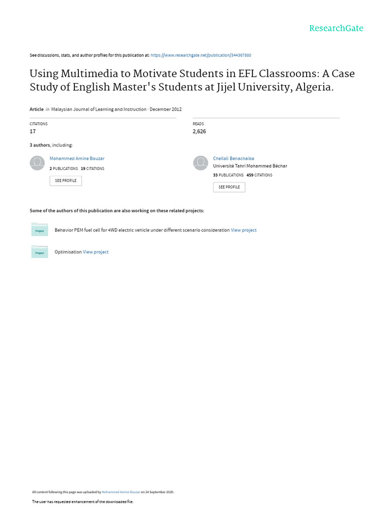 Using Multimedia To Motivate Students in EFL Classrooms | PDF
