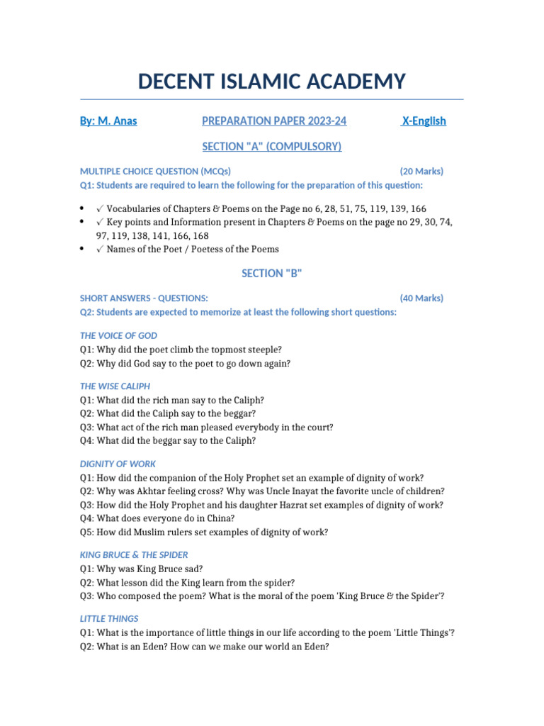 Preparation Paper 2023-24 | PDF