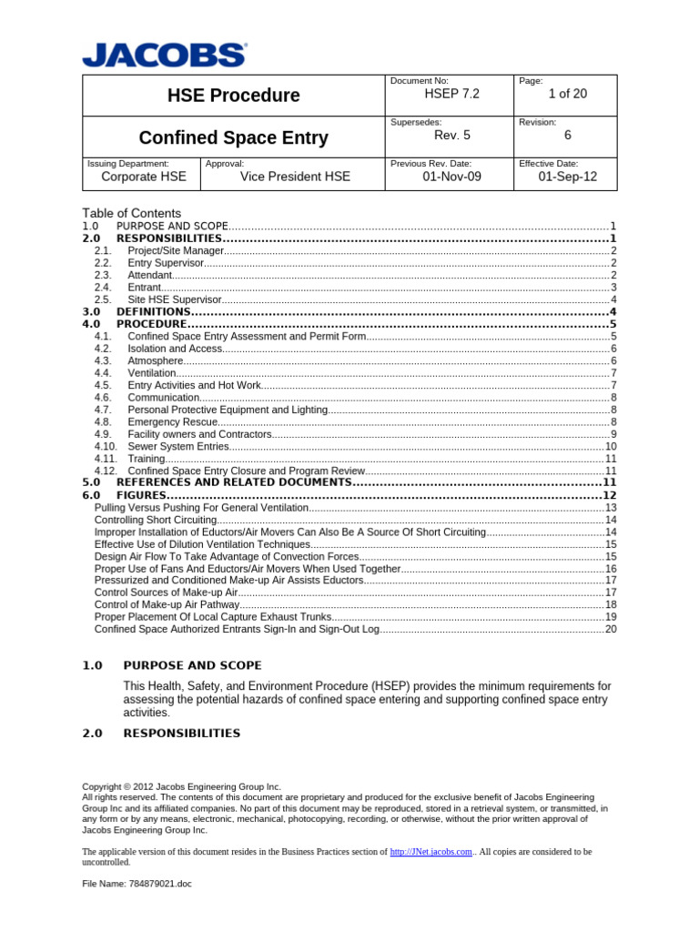 HSEP07-02 Confined SpaceRev6 | PDF
