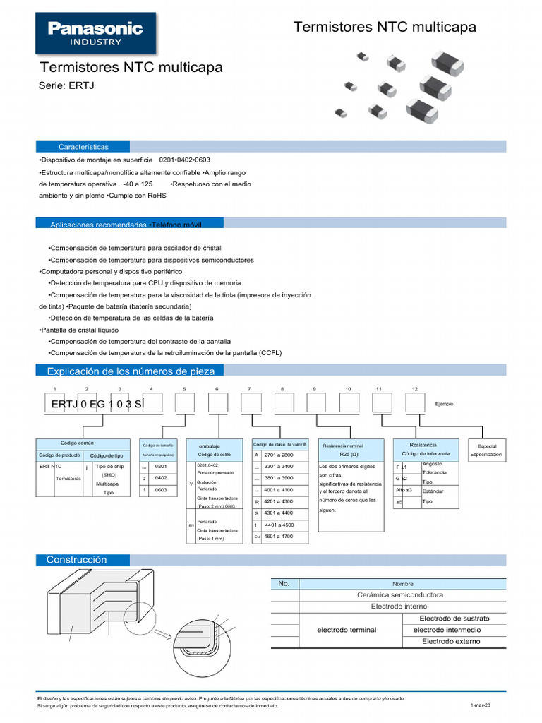Especificaciones de Termistores NTC | PDF | Resistor | Resistencia ...