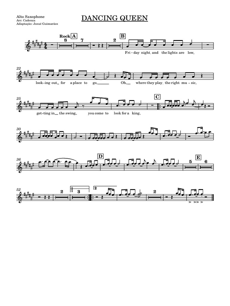 Dancing Queen Alto Saxophone Pdf