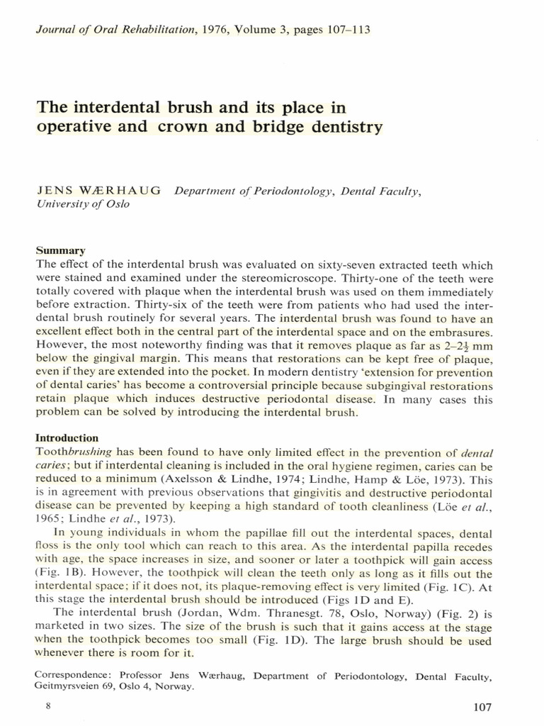 The Interdental Brush and Its Place in Operative and Crown and Bridge ...