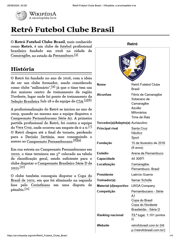 Retrô Futebol Clube Brasil | PDF