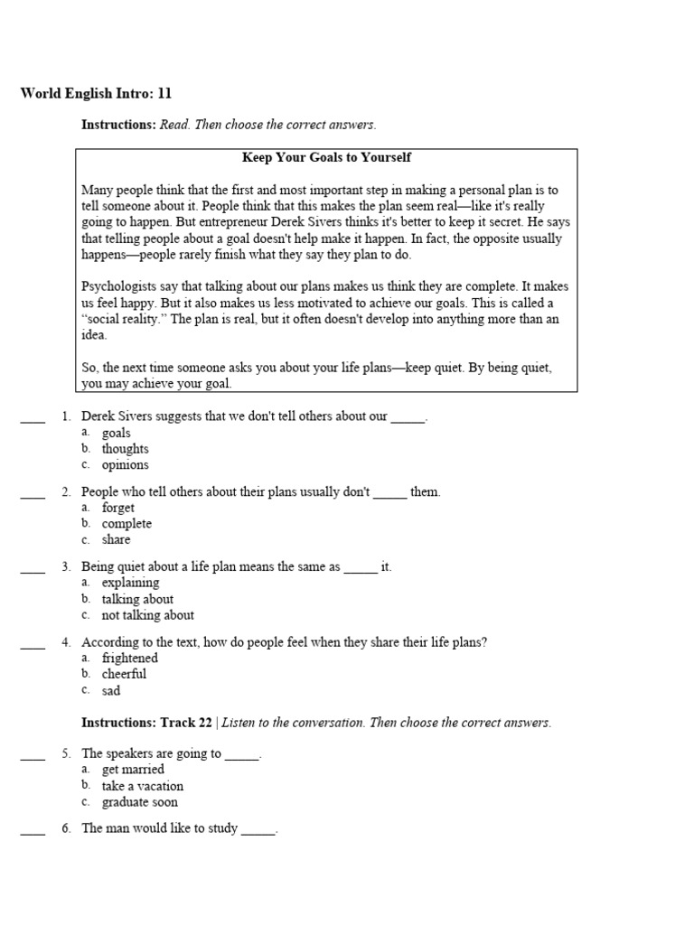 Level Intro - Unit 11 | PDF