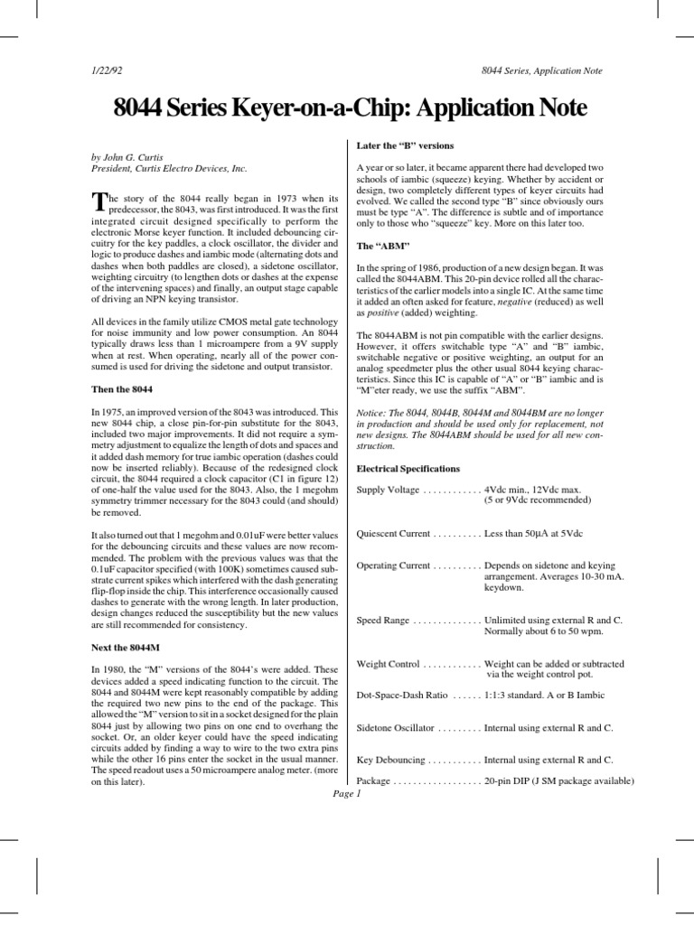 8044 Series Keyer IC Overview | PDF | Electronic Circuits | Cmos
