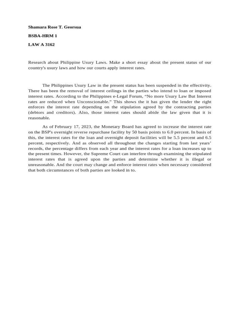 Usury Laws Philippines : Guidance Note 2 Interest rate policy and anti ...