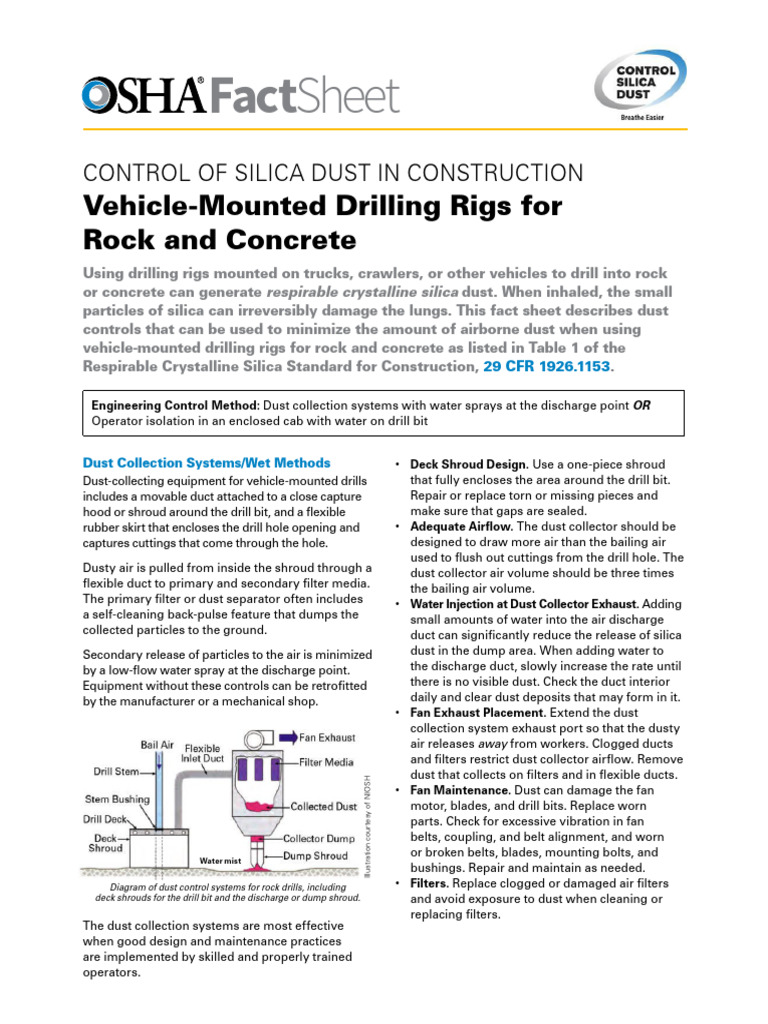 Silica Dust Control for Drilling Rigs | PDF | Occupational Safety And ...