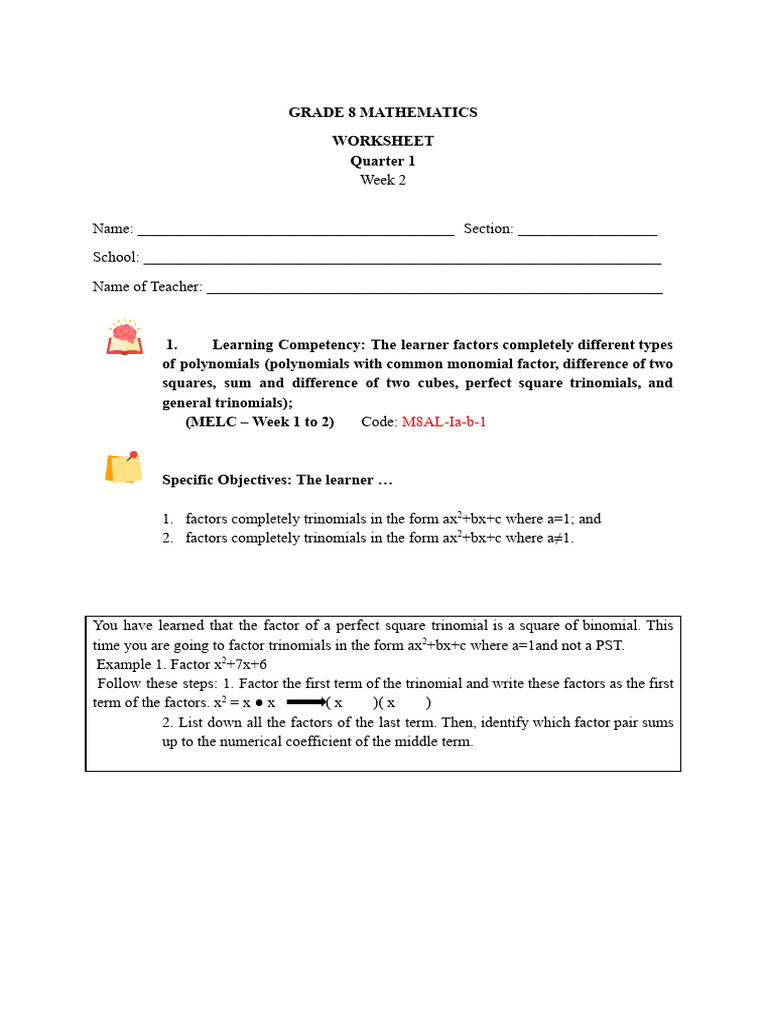 Math 8 Q1 Week 2.1 | PDF