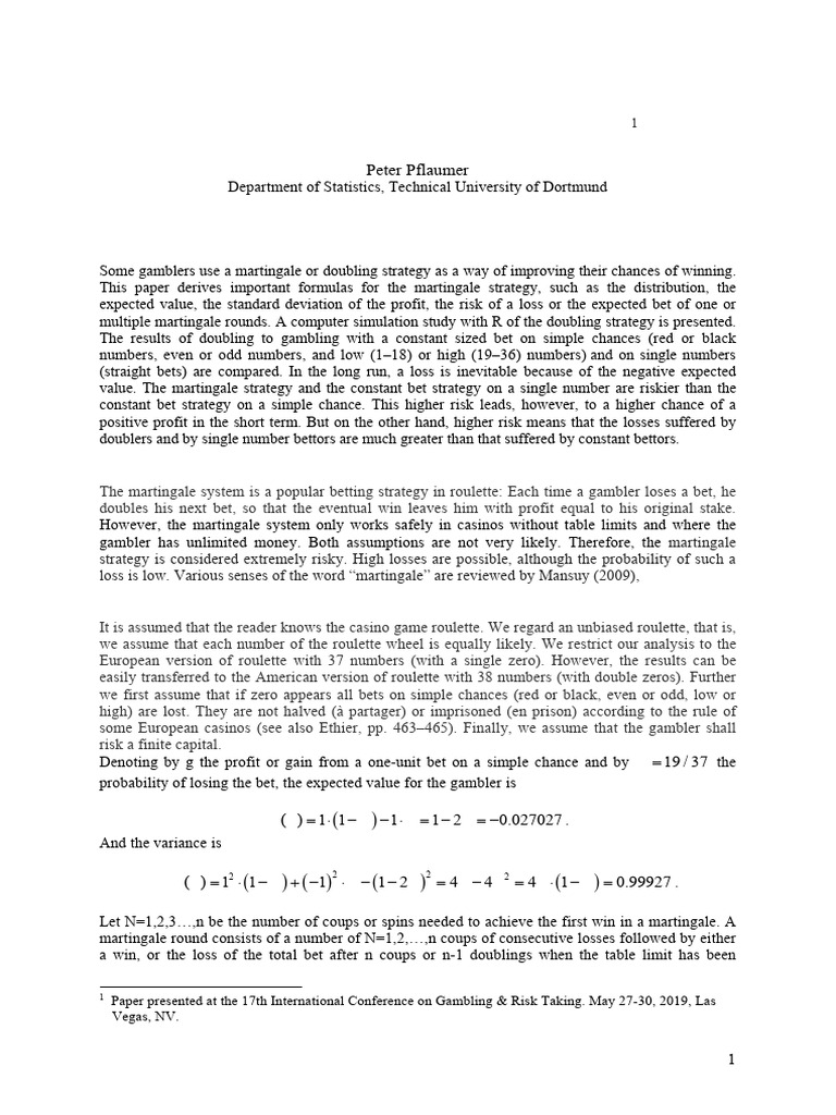 Statistical Analysis of Martingale in Roulette | PDF | Roulette | Gambling