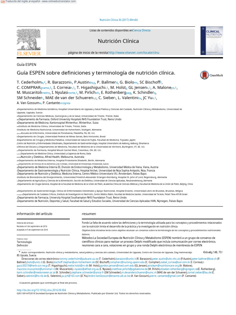 ESPEN Guidelines on Clinical Nutrition | PDF | Self-Improvement