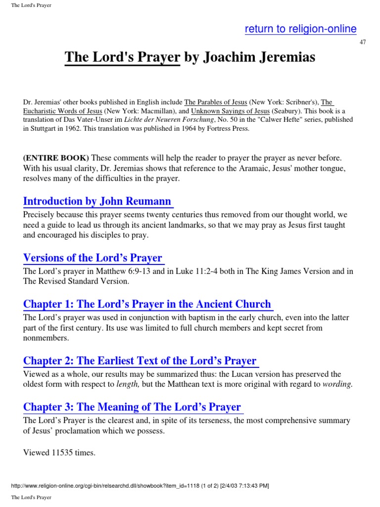 The Lord's Prayer An InDepth Analysis of the Most Famous Prayer in