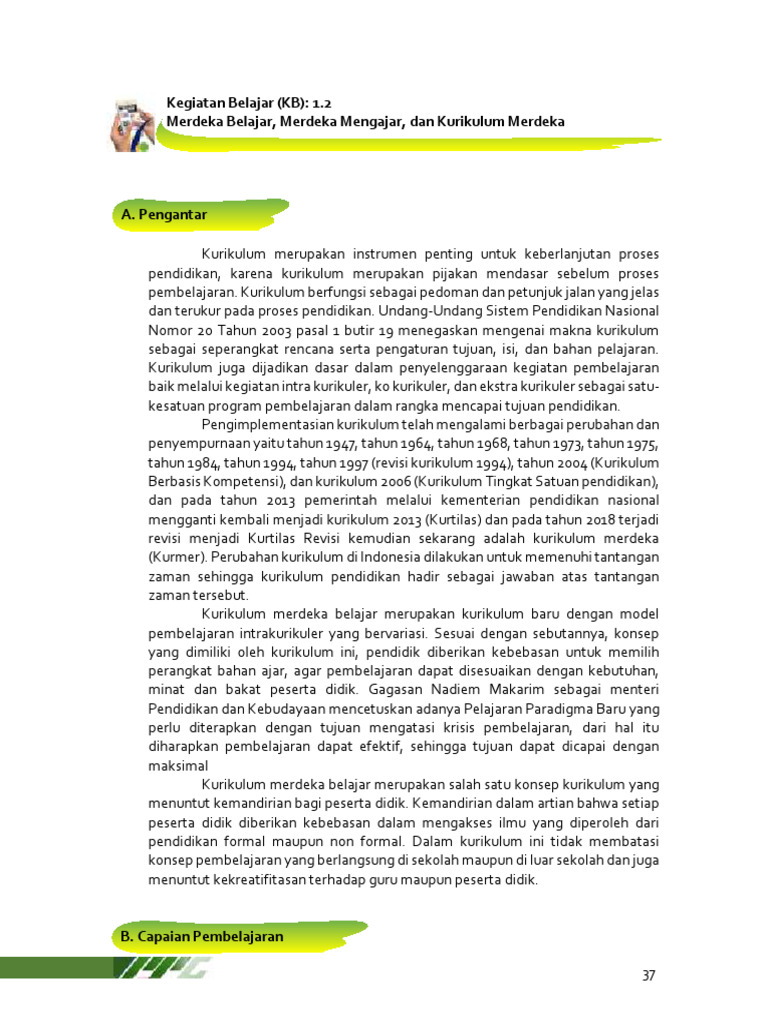 KB 1.2 Merdeka Belajar Merdeka Mengajar Kumer | PDF