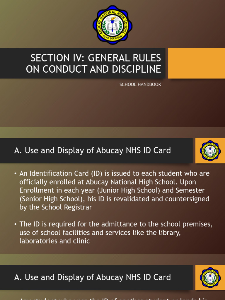 Abucay NHS Conduct and Discipline Rules | PDF | Justice | Crime & Violence