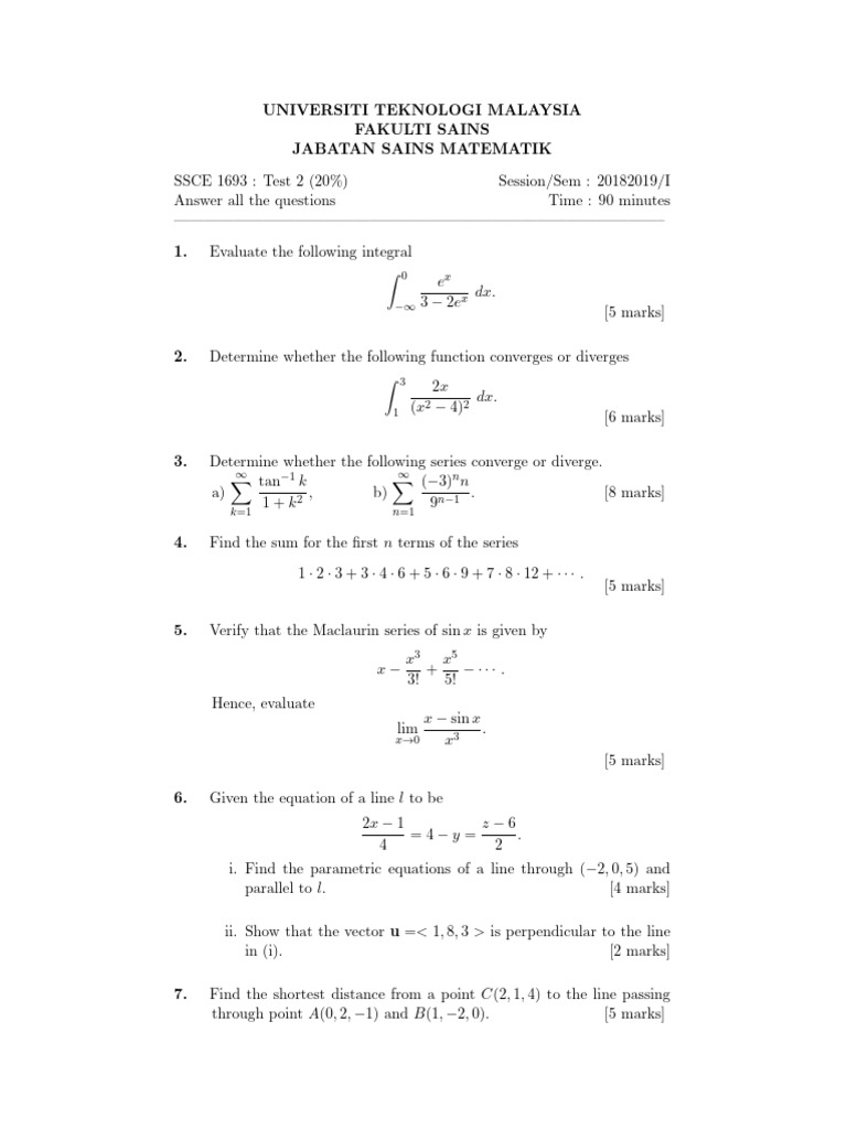 Sample Test 2 SSCE1693 201820191 | PDF