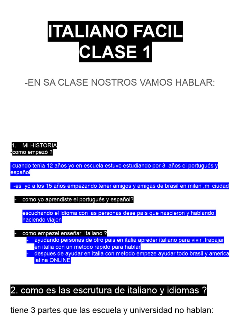 Italiano Fácil 1 | PDF