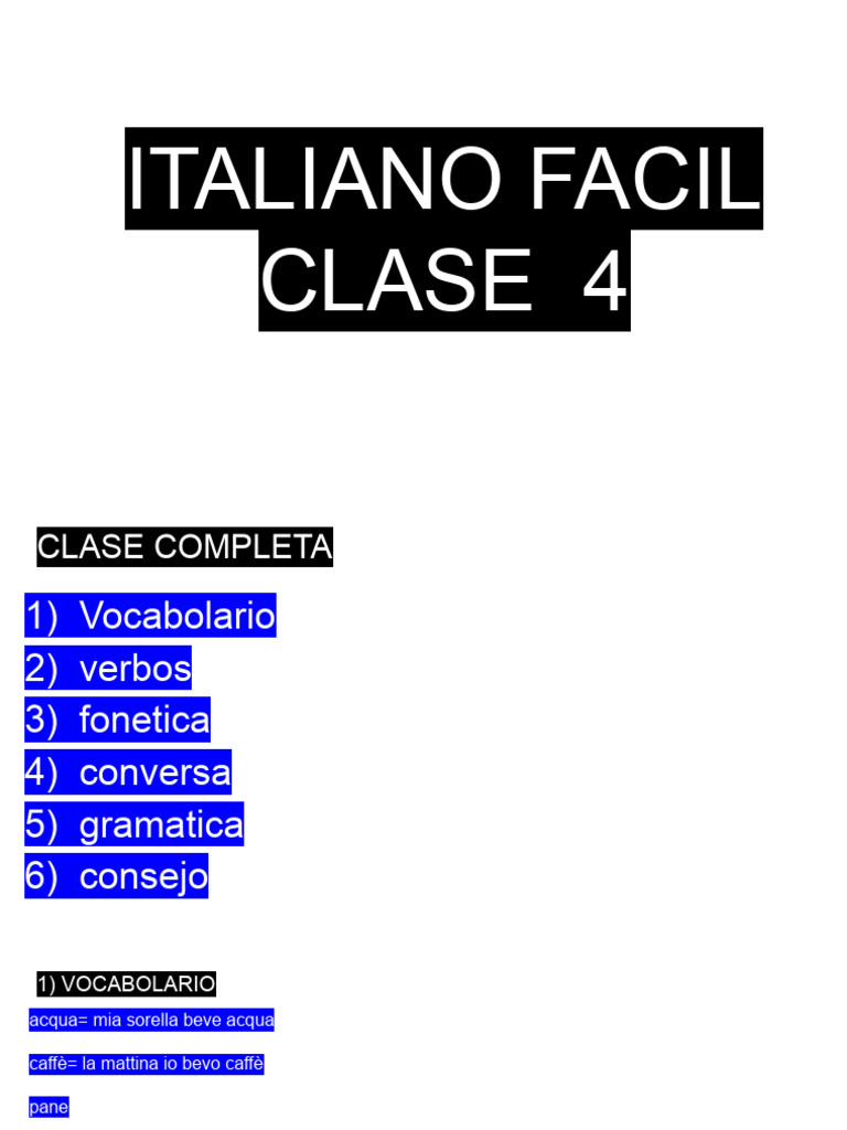 Italiano Fácil 4 | PDF