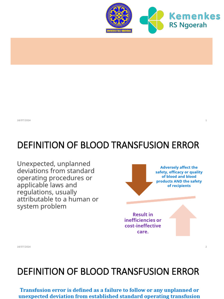 DR Kadek - BLOOD TRANSFUSION ERROR | PDF