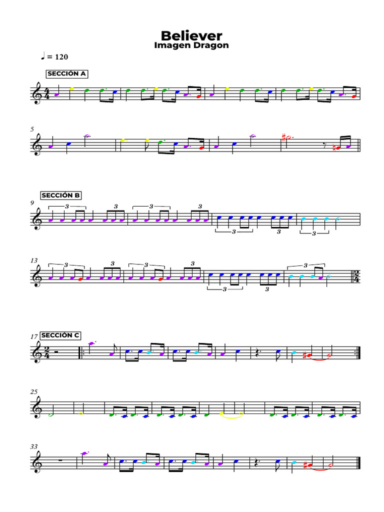 Believer (Imagen Dragon) - Partitura Completa | PDF