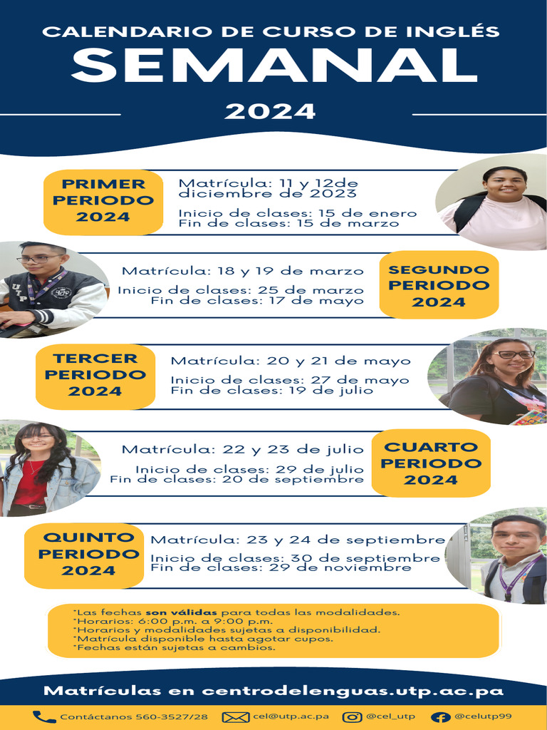 Calendario Curso de Ingles 2024 | PDF