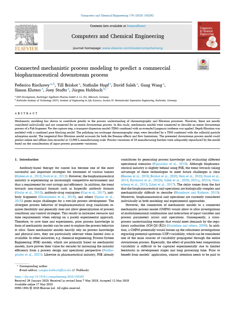 Connected Mechanistic Process Modeling To Predict A Commercial ...