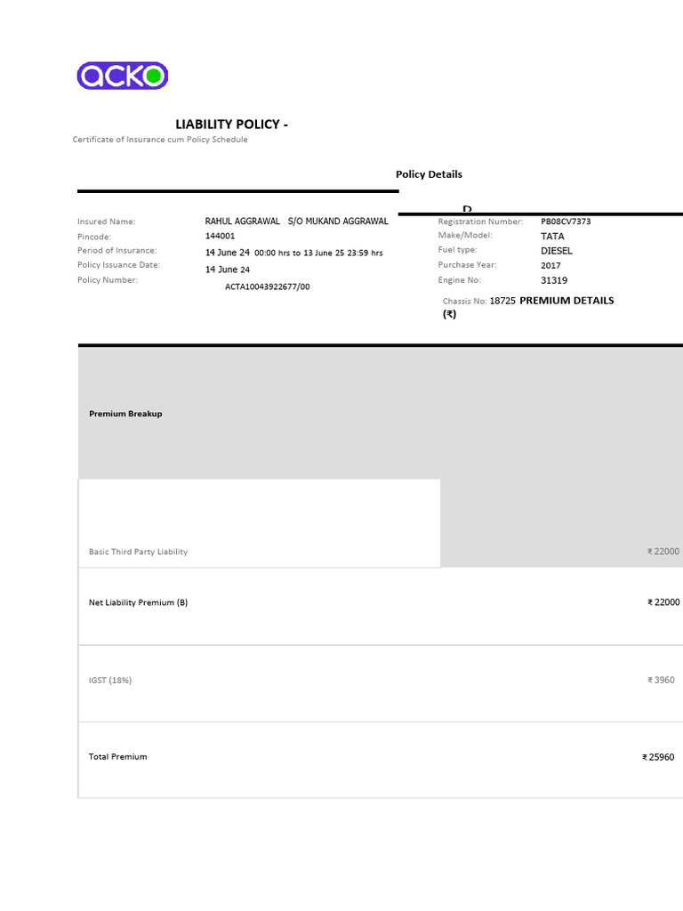Liability Policy | PDF