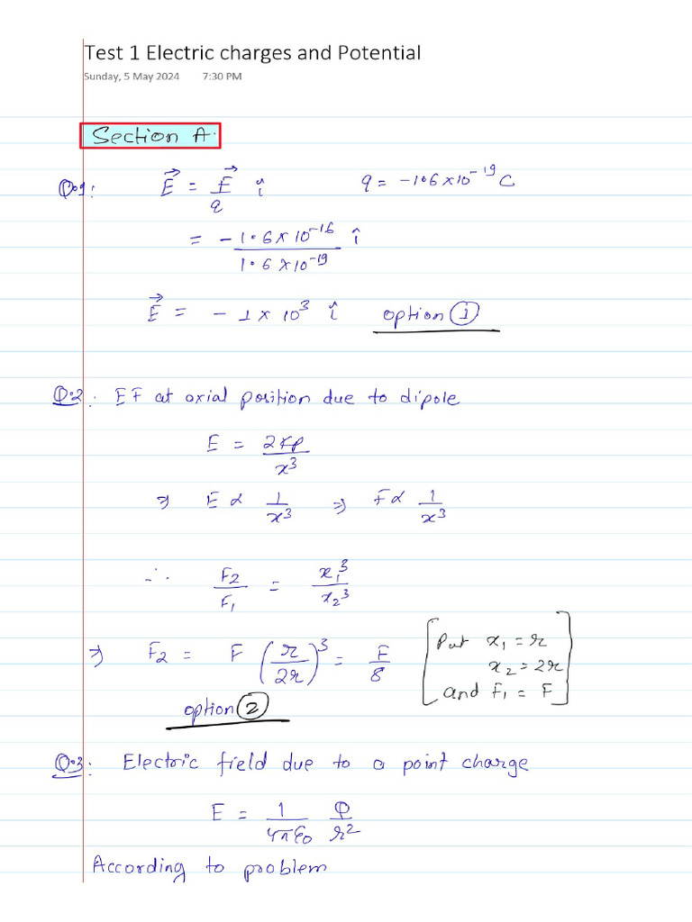 Test 1 Physics Answers | PDF