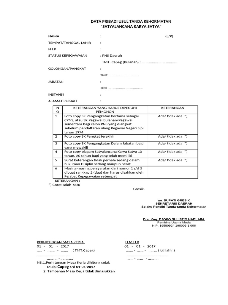 Data pribadi usul tanda kehormatan pdf