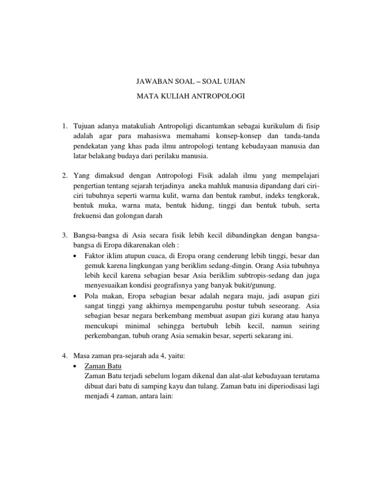 Soal Soal Antropologi