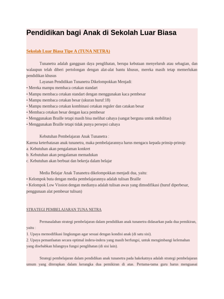 Pendidikan Bagi Anak Di Sekolah Luar Biasa Pdf