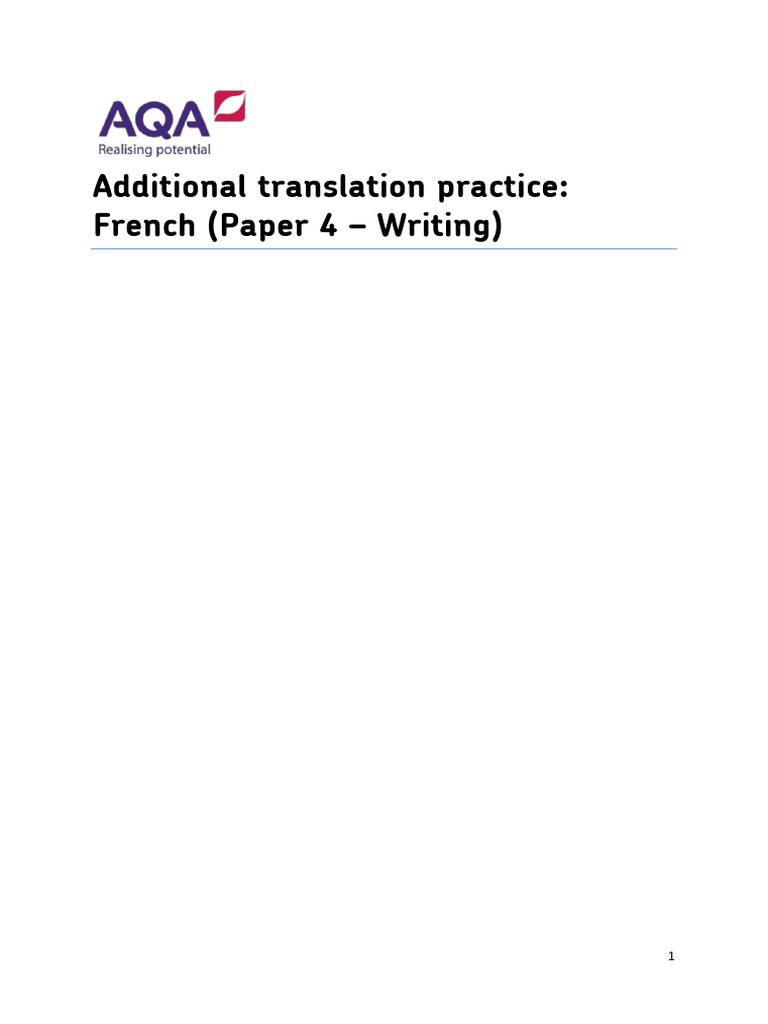 AQA-86584-ADD-TP Translation Practice | PDF