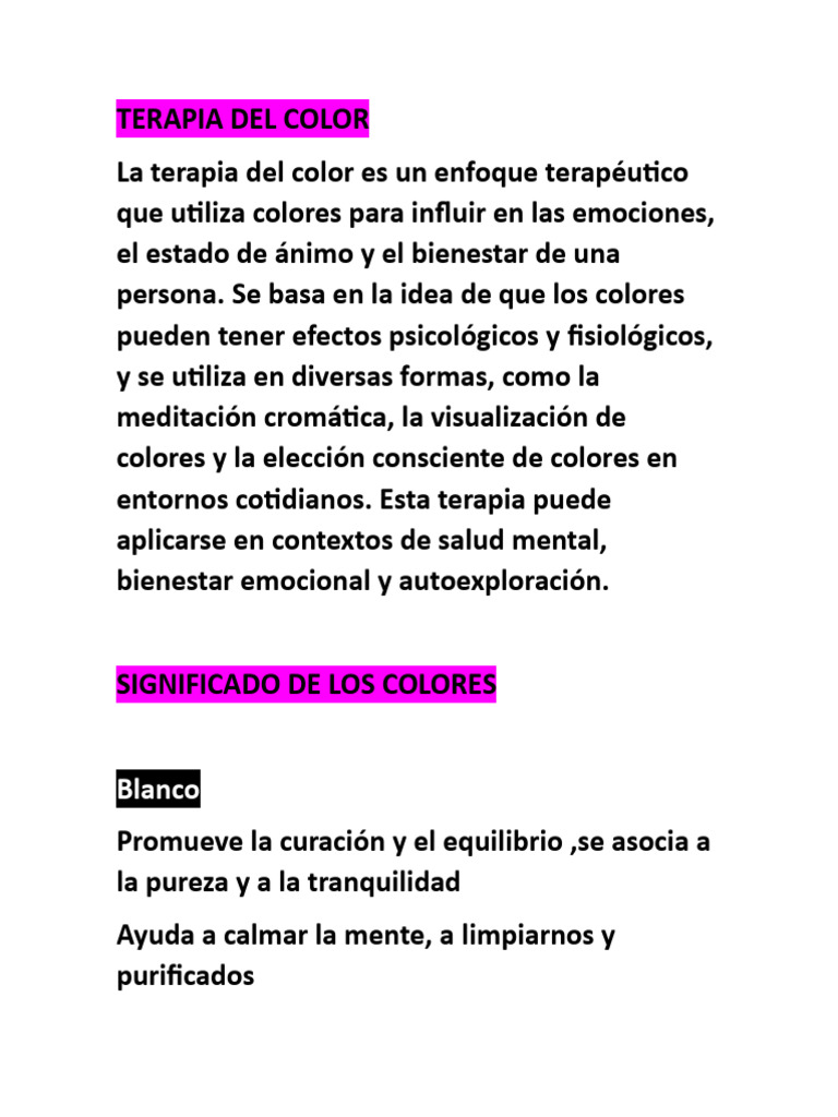 Terapia Del Color | PDF