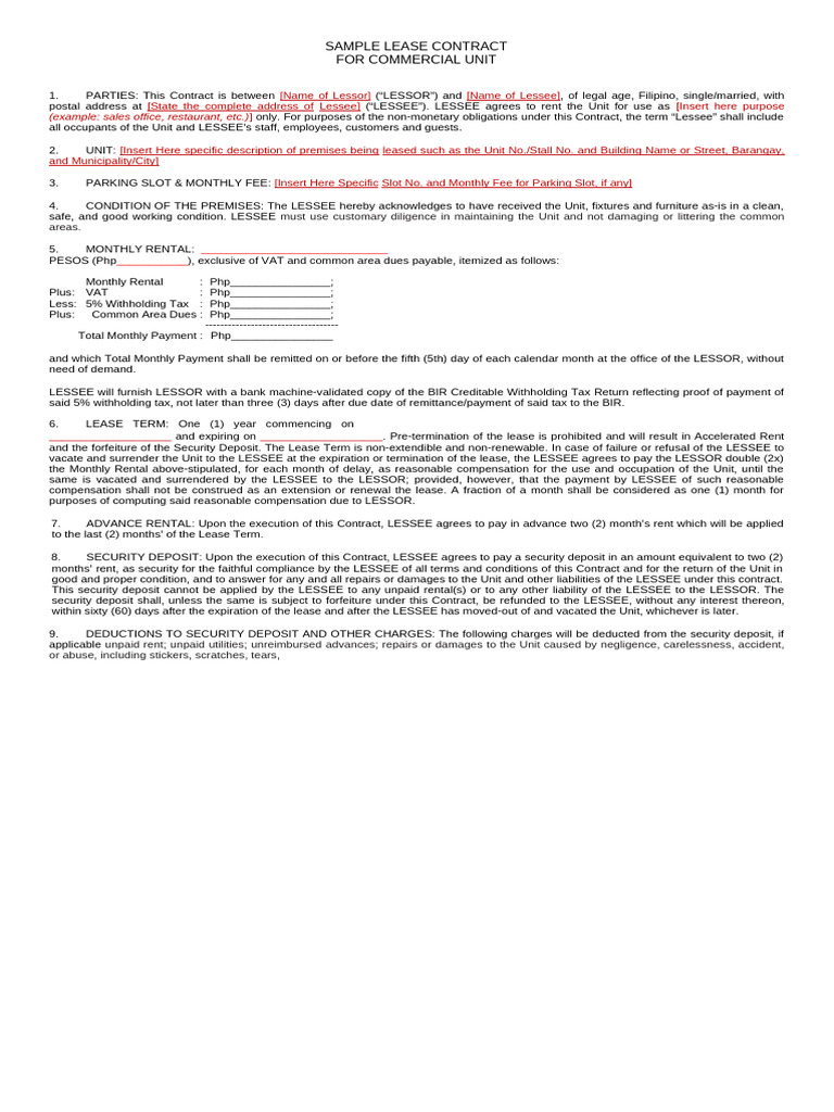 Commercial Lease Agreement Template | PDF | Lease | Common Law
