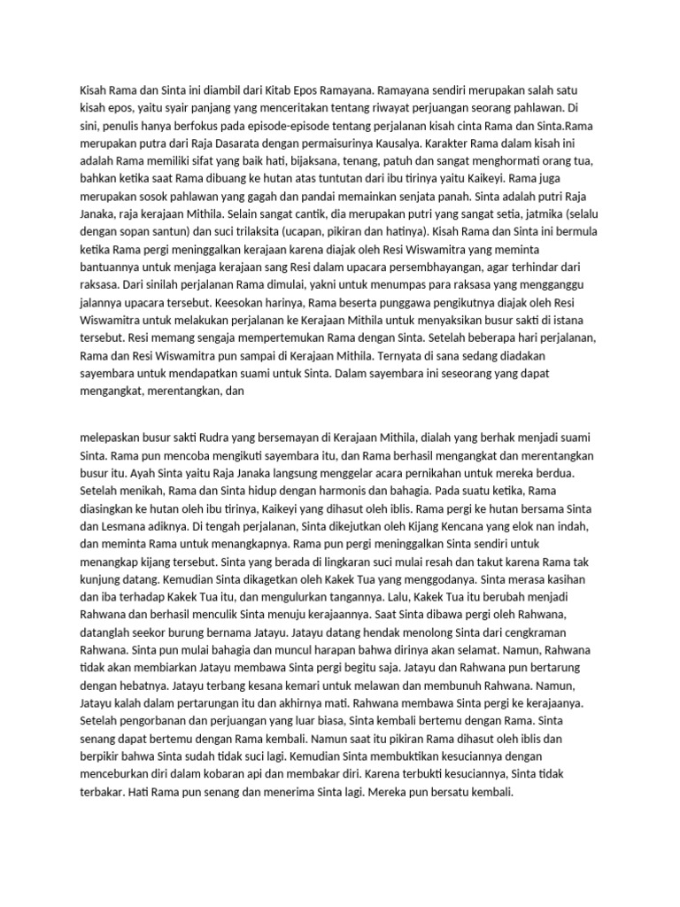 Kisah Cinta Rama dan Sinta dalam Ramayana | PDF