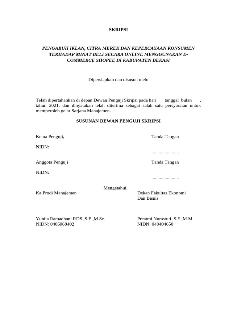 Contoh Lembar Pengesahan Skripsi | PDF