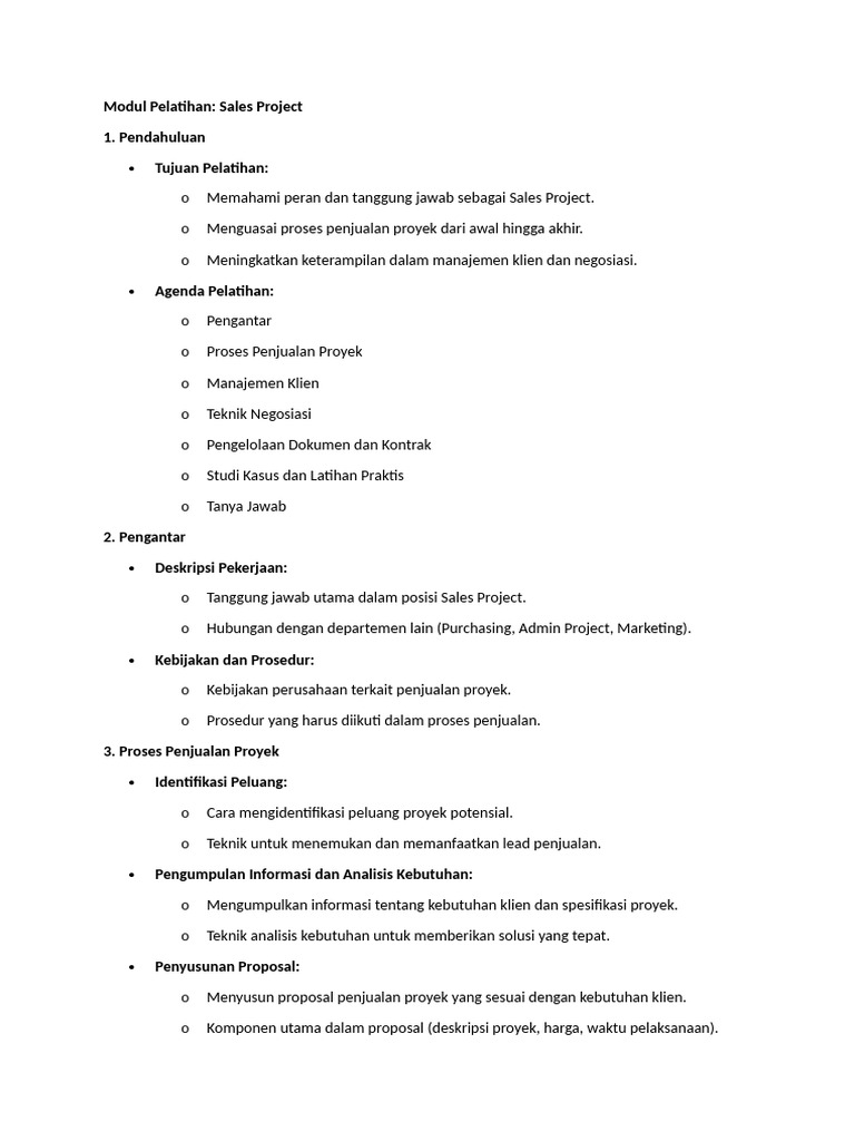 Modul Training Sales Project | PDF