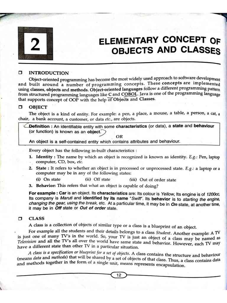 DN Publication 2. Elementry Concept of Object and Classes - IX (DN ...