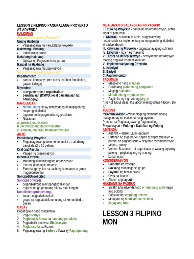 Lesson 2 and 3 Filipino | PDF