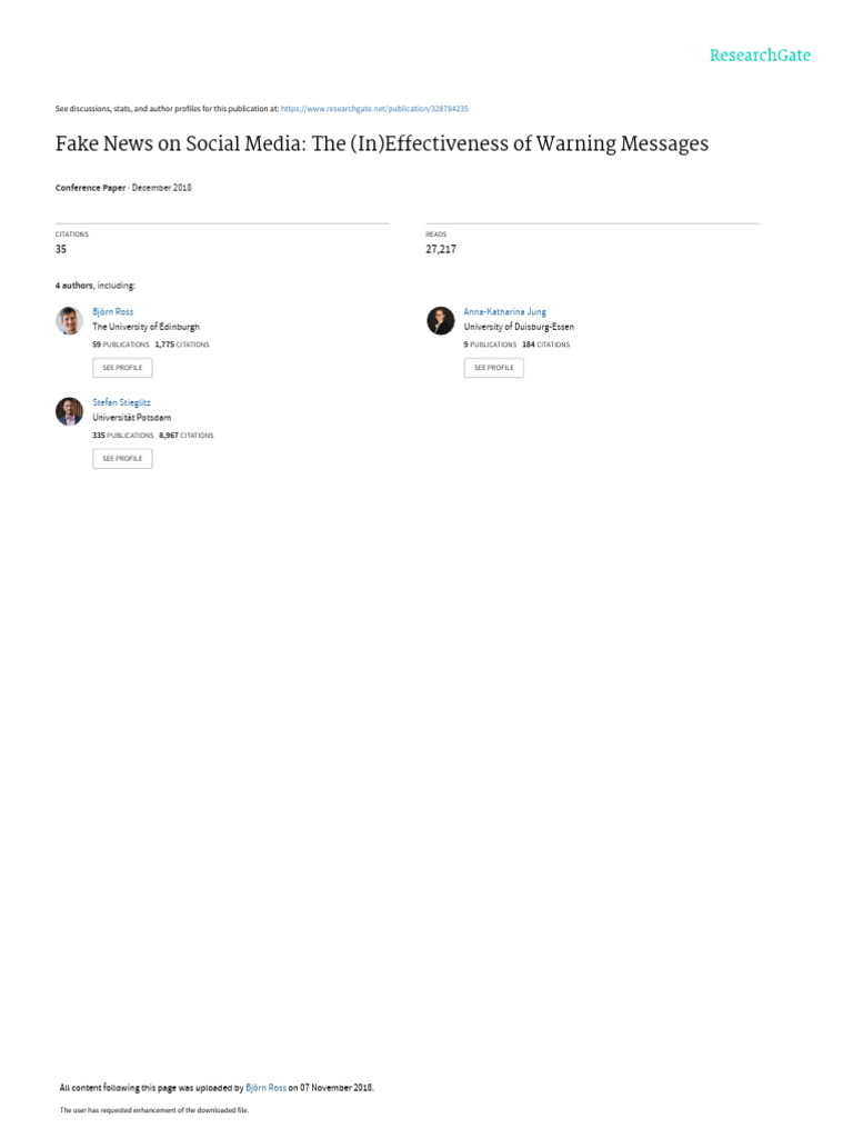 Fake News Warning Messages Effectiveness | PDF | Social Media | Social ...