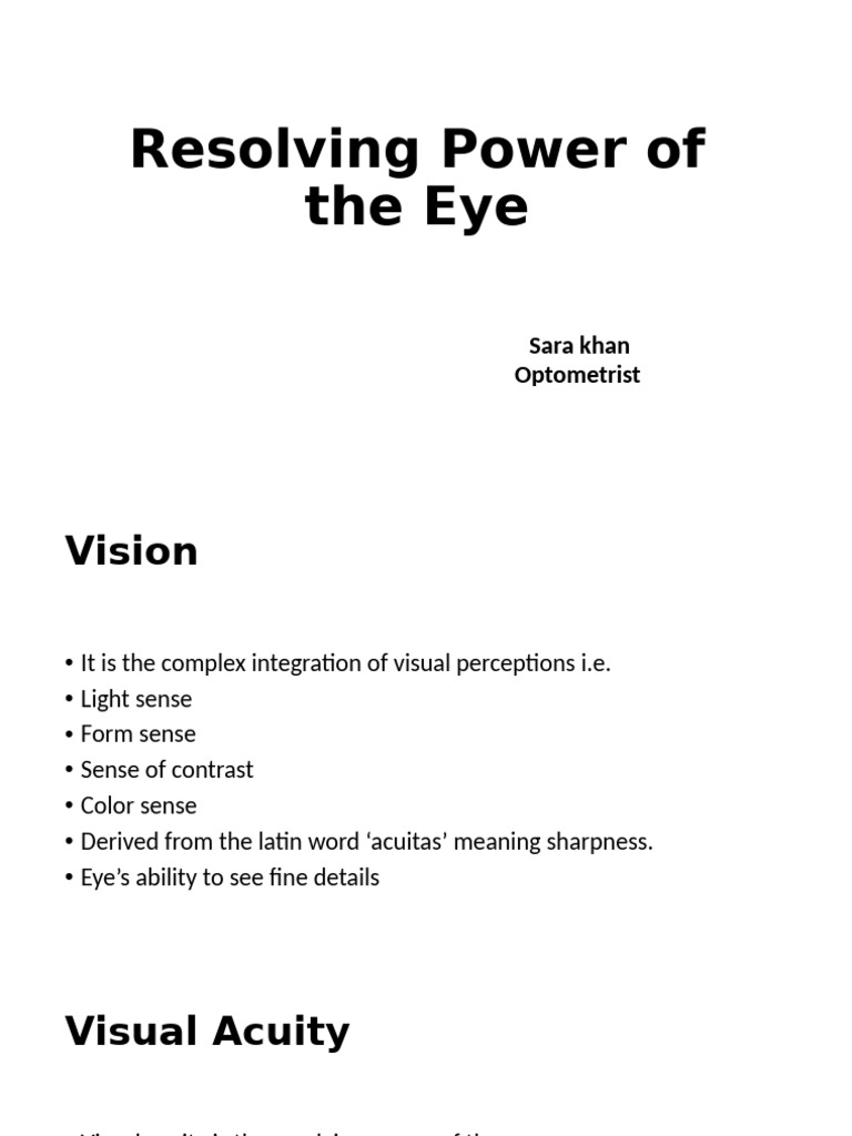 Resolving Power of The Eye | PDF