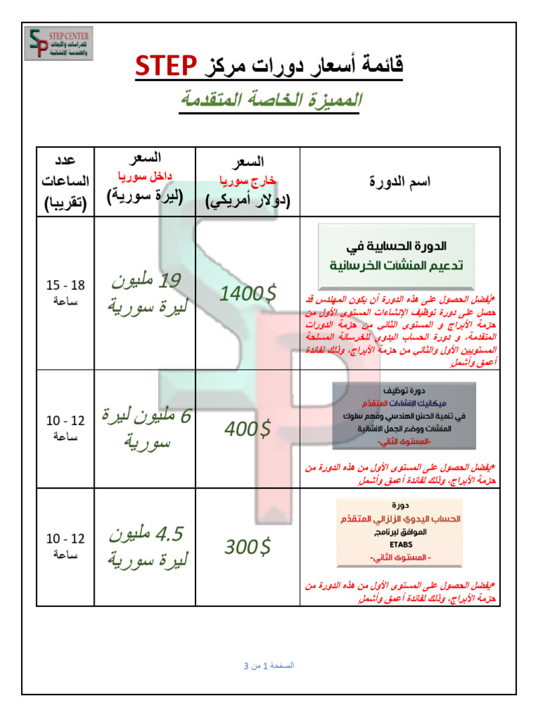 Se5-Step Courses Price Iiiimp2 | PDF