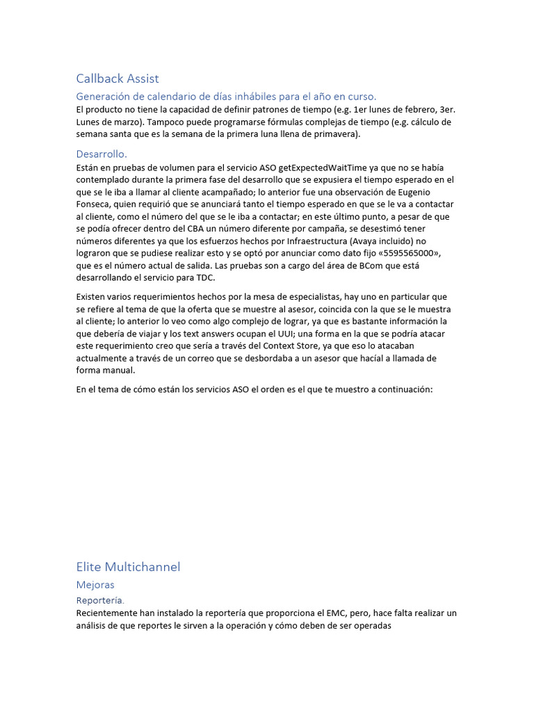 Características Call Back Assist Elite Multichanel | PDF | Servidor ...