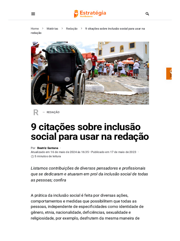Citações sobre Inclusão Social para Redação | PDF | Nelson Mandela ...