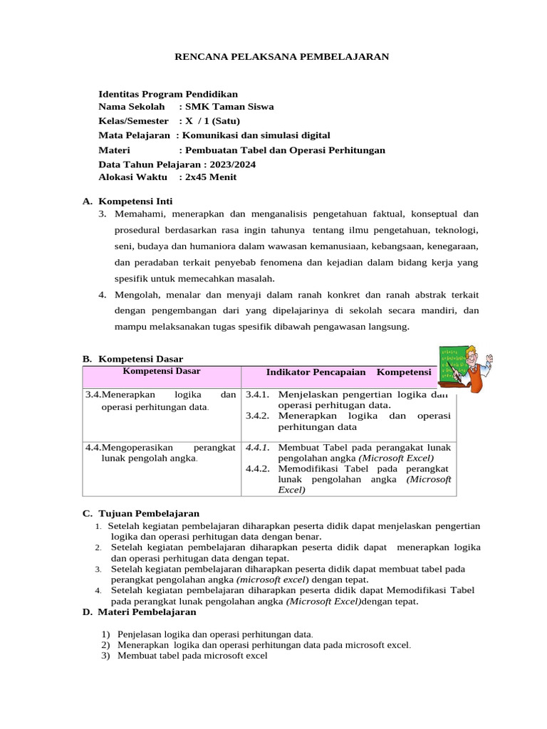 RPP Simdig Kelas X | PDF