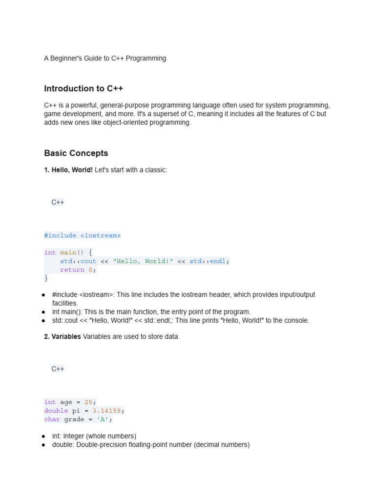 Programming Lessons C++ | PDF
